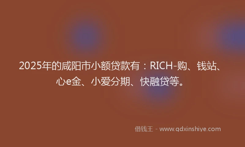 2025年的咸阳市小额贷款有：RICH-购、钱站、心e金、小爱分期、快融贷等。