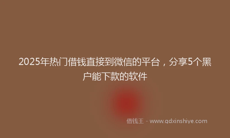 2025年热门借钱直接到微信的平台，分享5个黑户能下款的软件