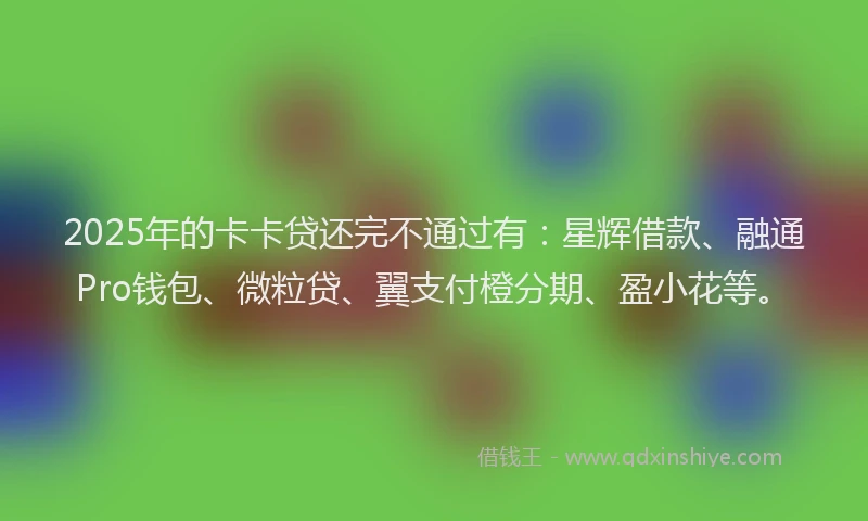 2025年的卡卡贷还完不通过有：星辉借款、融通Pro钱包、微粒贷、翼支付橙分期、盈小花等。
