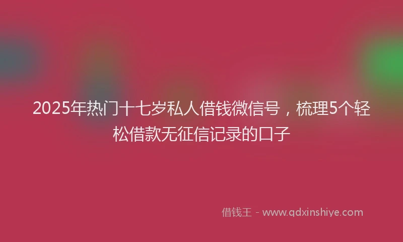 2025年热门十七岁私人借钱微信号，梳理5个轻松借款无征信记录的口子