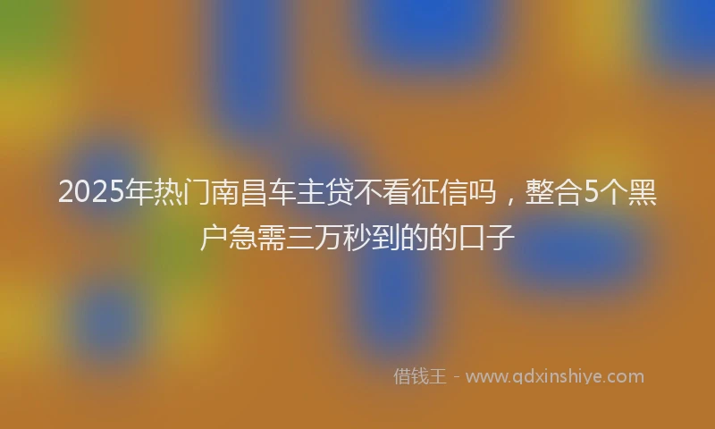 2025年热门南昌车主贷不看征信吗，整合5个黑户急需三万秒到的的口子