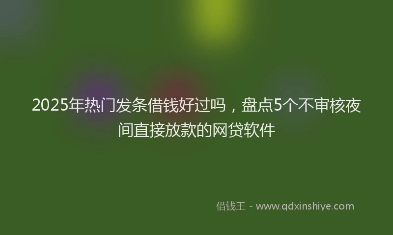 2025年热门发条借钱好过吗，盘点5个不审核夜间直接放款的网贷软件