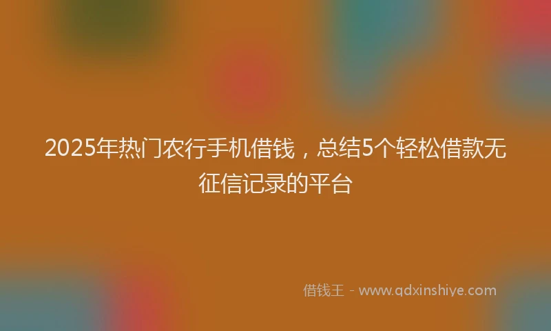 2025年热门农行手机借钱，总结5个轻松借款无征信记录的平台