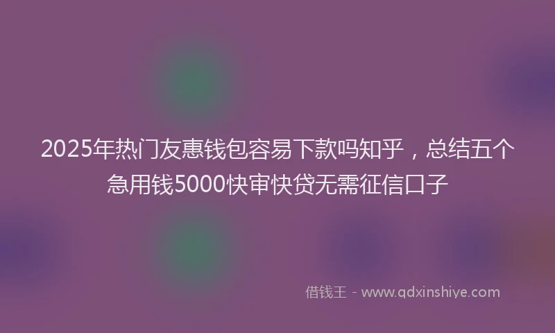 2025年热门友惠钱包容易下款吗知乎，总结五个急用钱5000快审快贷无需征信口子
