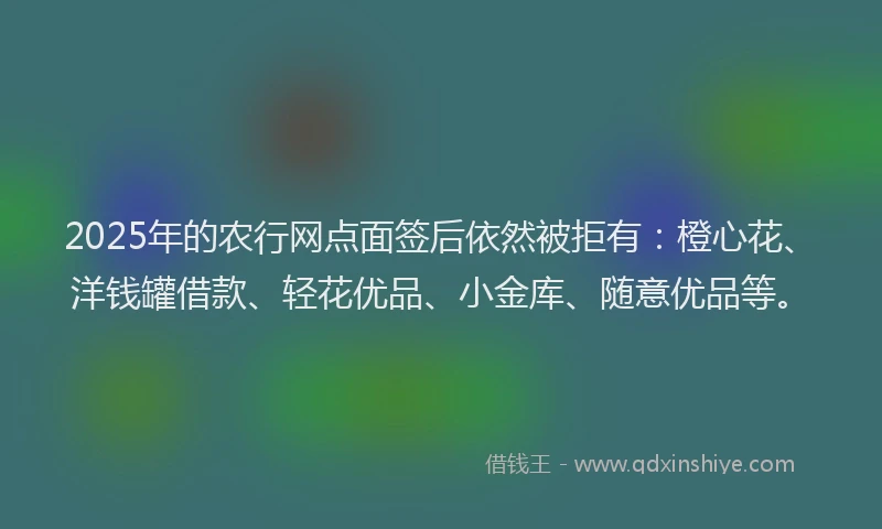 2025年的农行网点面签后依然被拒有：橙心花、洋钱罐借款、轻花优品、小金库、随意优品等。