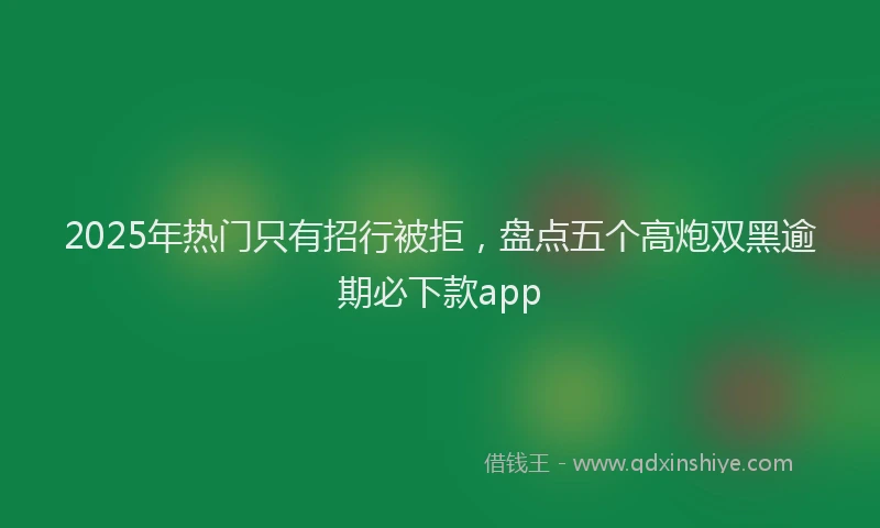 2025年热门只有招行被拒，盘点五个高炮双黑逾期必下款app