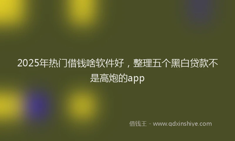 2025年热门借钱啥软件好，整理五个黑白贷款不是高炮的app