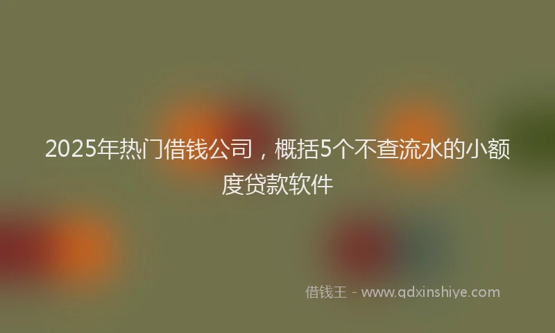 2025年热门借钱公司，概括5个不查流水的小额度贷款软件