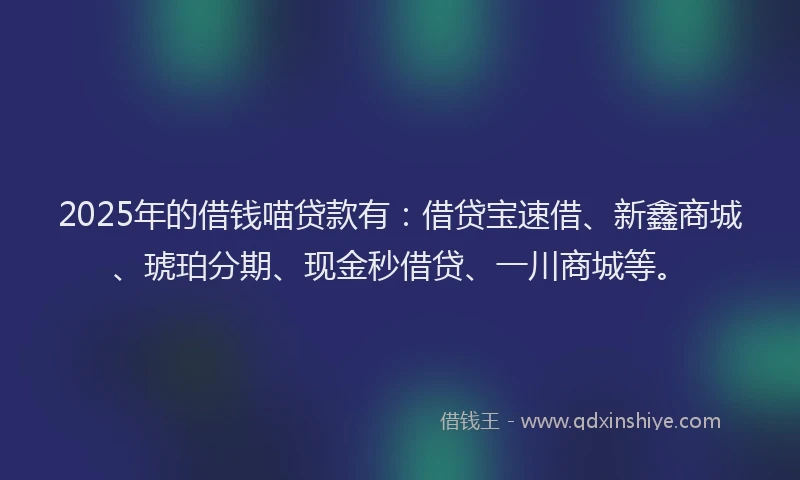 2025年的借钱喵贷款有：借贷宝速借、新鑫商城、琥珀分期、现金秒借贷、一川商城等。