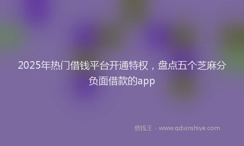 2025年热门借钱平台开通特权，盘点五个芝麻分负面借款的app