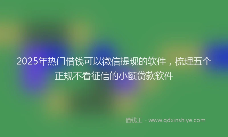 2025年热门借钱可以微信提现的软件，梳理五个正规不看征信的小额贷款软件