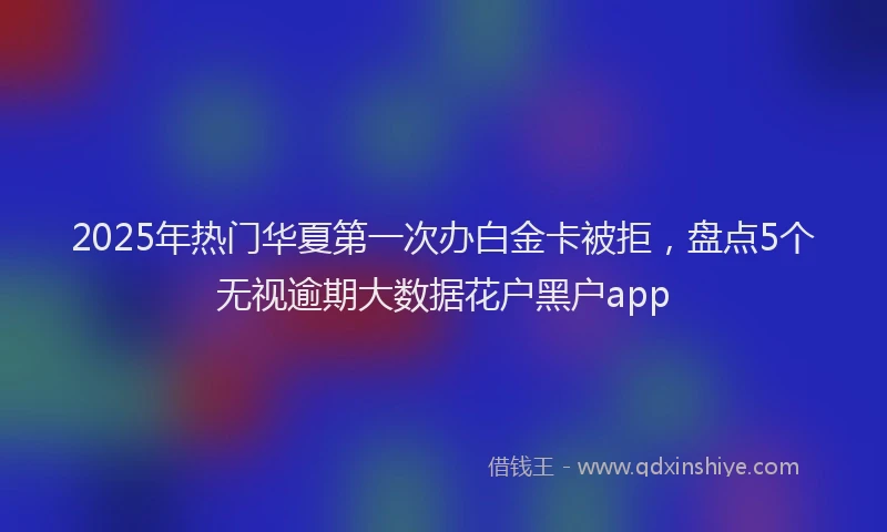 2025年热门华夏第一次办白金卡被拒，盘点5个无视逾期大数据花户黑户app