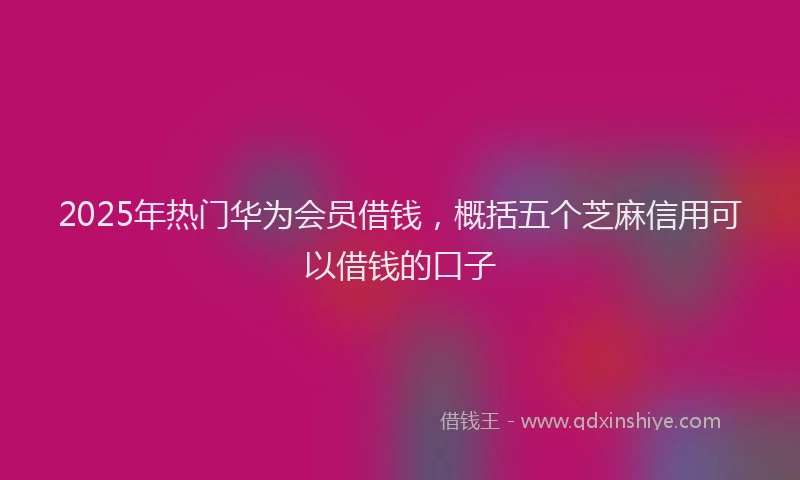 2025年热门华为会员借钱，概括五个芝麻信用可以借钱的口子