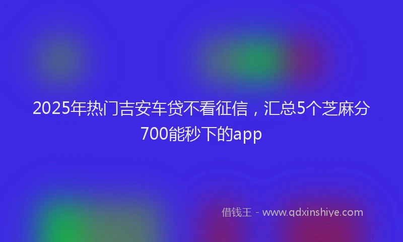 2025年热门吉安车贷不看征信，汇总5个芝麻分700能秒下的app