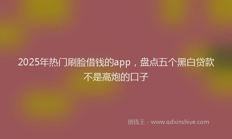 2025年热门刷脸借钱的app，盘点五个黑白贷款不是高炮的口子
