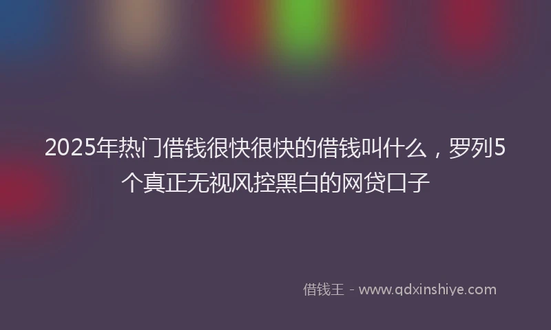 2025年热门借钱很快很快的借钱叫什么，罗列5个真正无视风控黑白的网贷口子