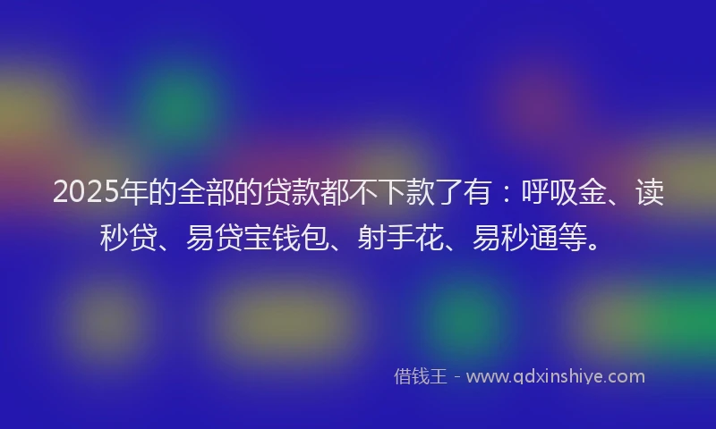 2025年的全部的贷款都不下款了有：呼吸金、读秒贷、易贷宝钱包、射手花、易秒通等。