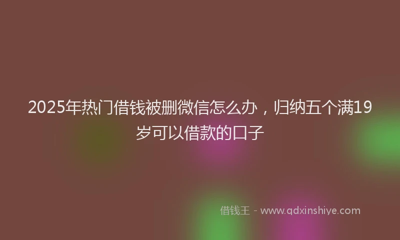 2025年热门借钱被删微信怎么办，归纳五个满19岁可以借款的口子