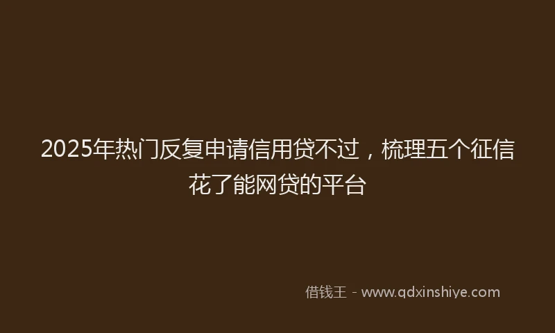 2025年热门反复申请信用贷不过，梳理五个征信花了能网贷的平台