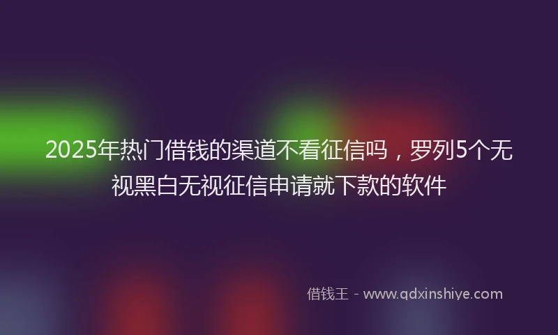 2025年热门借钱的渠道不看征信吗，罗列5个无视黑白无视征信申请就下款的软件