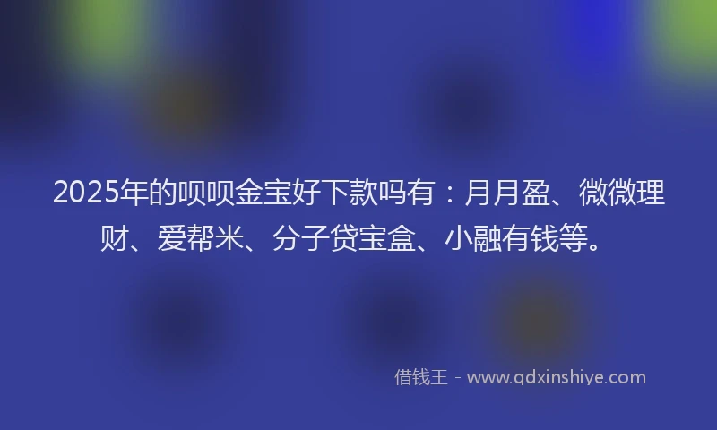2025年的呗呗金宝好下款吗有：月月盈、微微理财、爱帮米、分子贷宝盒、小融有钱等。
