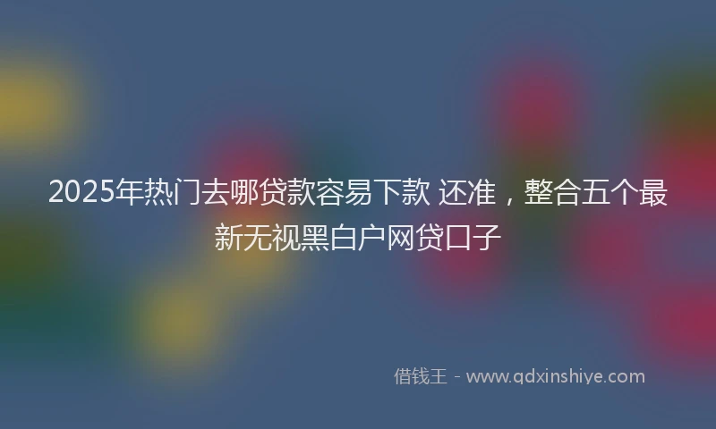 2025年热门去哪贷款容易下款 还准，整合五个最新无视黑白户网贷口子