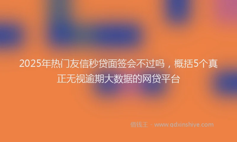 2025年热门友信秒贷面签会不过吗，概括5个真正无视逾期大数据的网贷平台