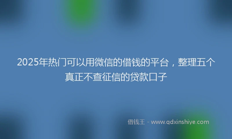 2025年热门可以用微信的借钱的平台，整理五个真正不查征信的贷款口子