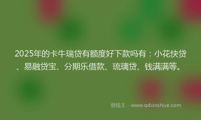 2025年的卡牛瑞贷有额度好下款吗有：小花快贷、易融贷宝、分期乐借款、琉璃贷、钱满满等。