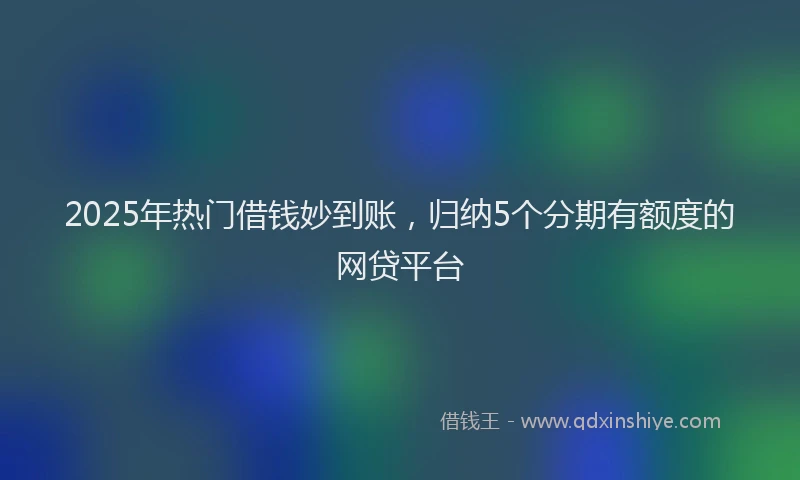 2025年热门借钱妙到账，归纳5个分期有额度的网贷平台