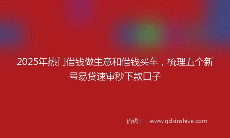 2025年热门借钱做生意和借钱买车，梳理五个新号易贷速审秒下款口子