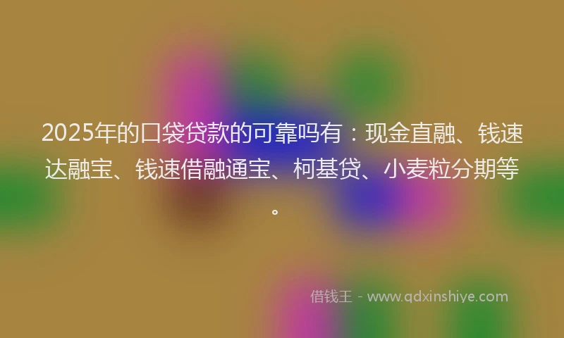2025年的口袋贷款的可靠吗有：现金直融、钱速达融宝、钱速借融通宝、柯基贷、小麦粒分期等。