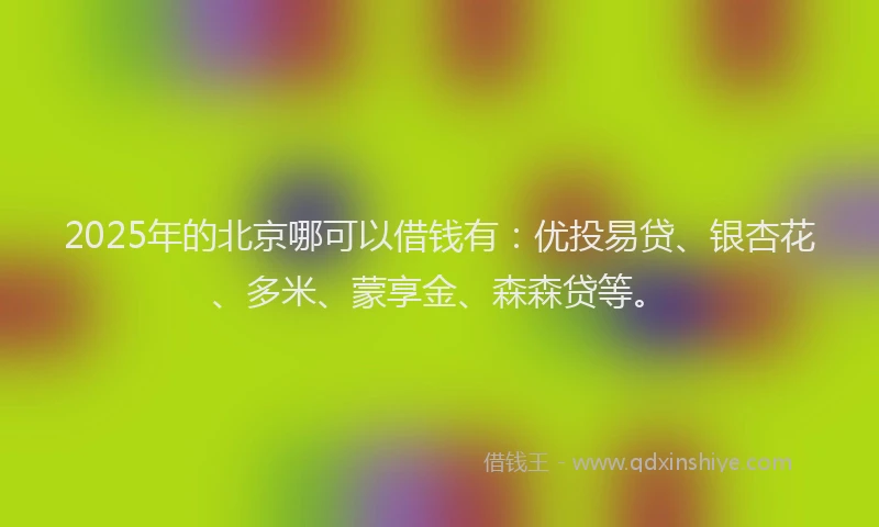 2025年的北京哪可以借钱有：优投易贷、银杏花、多米、蒙享金、森森贷等。