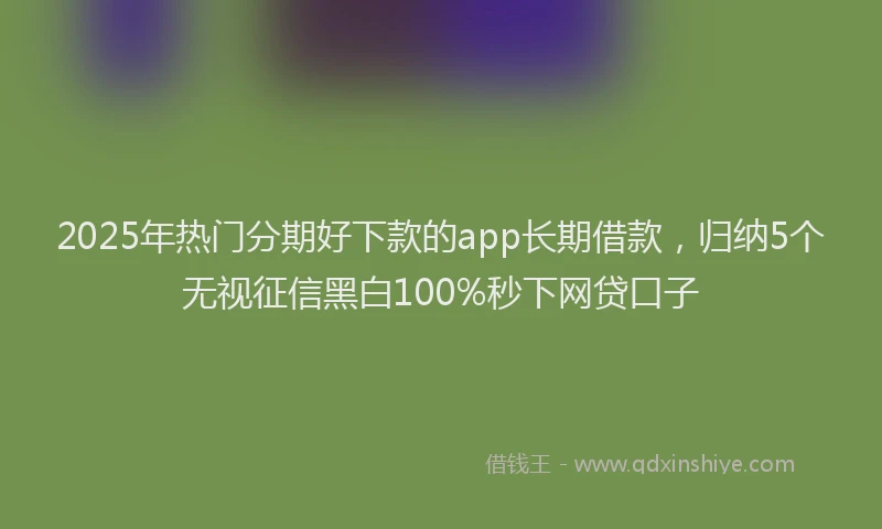 2025年热门分期好下款的app长期借款，归纳5个无视征信黑白100%秒下网贷口子