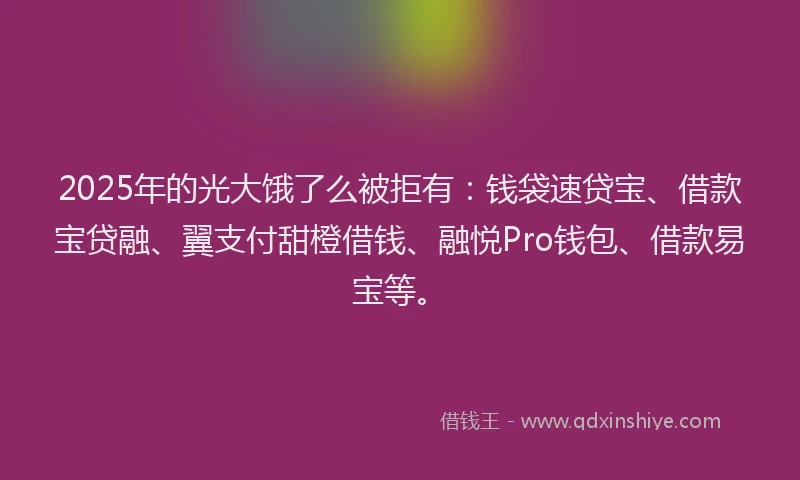 2025年的光大饿了么被拒有：钱袋速贷宝、借款宝贷融、翼支付甜橙借钱、融悦Pro钱包、借款易宝等。