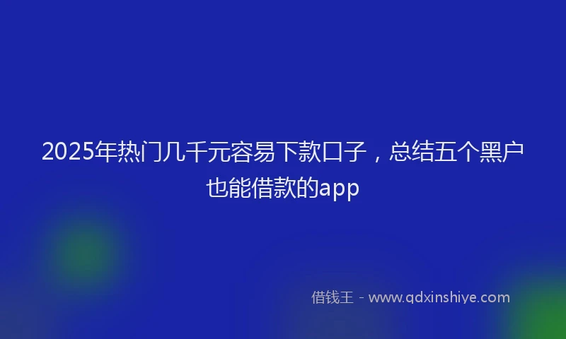 2025年热门几千元容易下款口子，总结五个黑户也能借款的app
