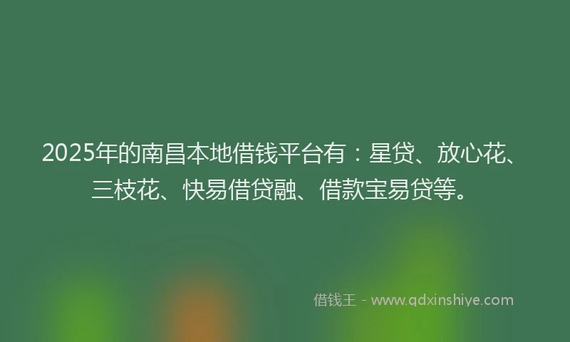 2025年的南昌本地借钱平台有：星贷、放心花、三枝花、快易借贷融、借款宝易贷等。