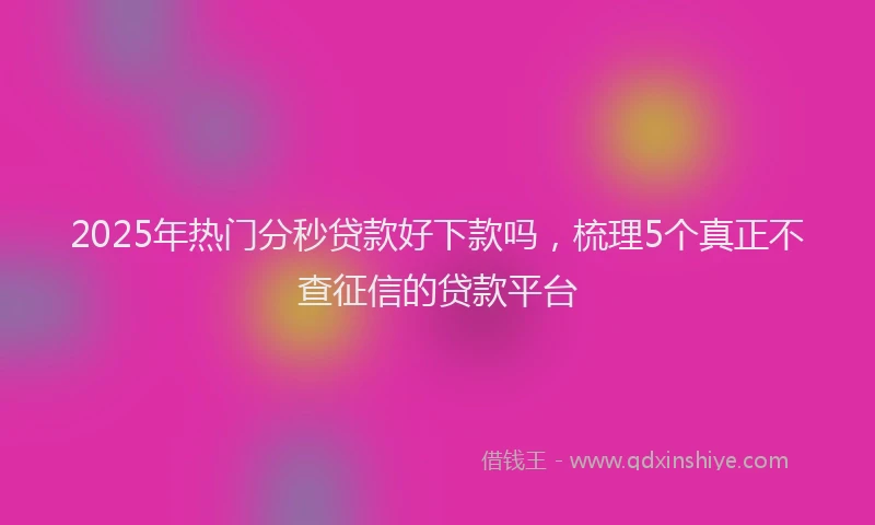 2025年热门分秒贷款好下款吗，梳理5个真正不查征信的贷款平台