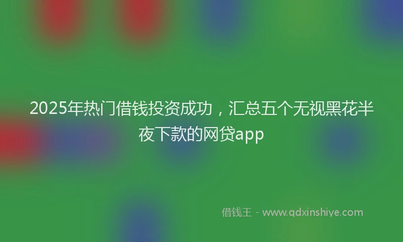 2025年热门借钱投资成功，汇总五个无视黑花半夜下款的网贷app