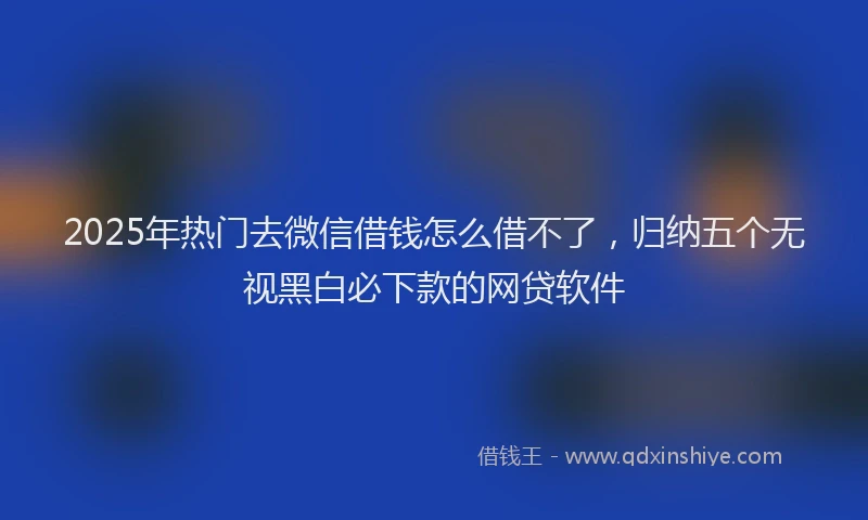 2025年热门去微信借钱怎么借不了，归纳五个无视黑白必下款的网贷软件