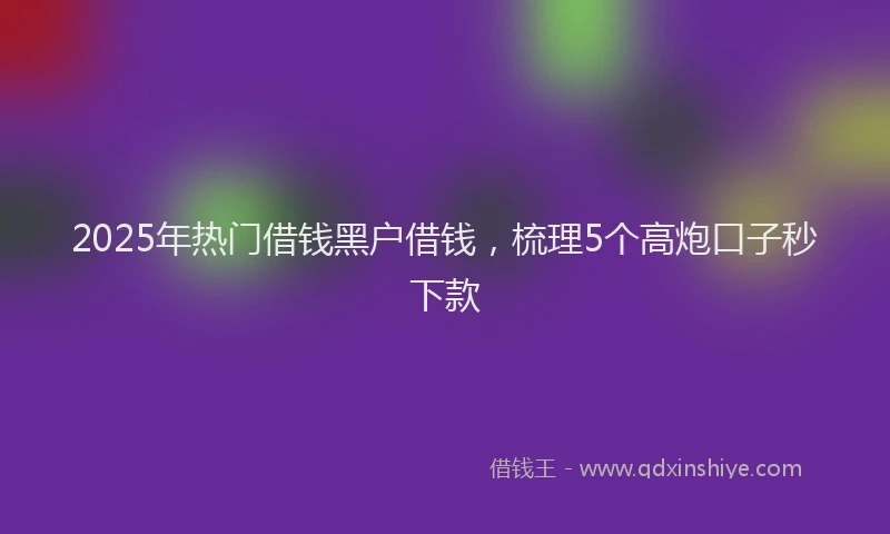 2025年热门借钱黑户借钱，梳理5个高炮口子秒下款
