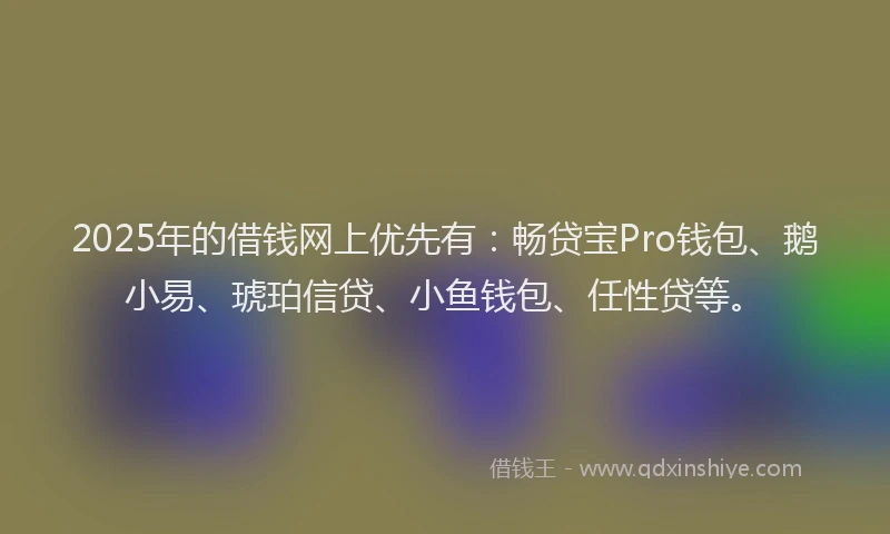 2025年的借钱网上优先有：畅贷宝Pro钱包、鹅小易、琥珀信贷、小鱼钱包、任性贷等。