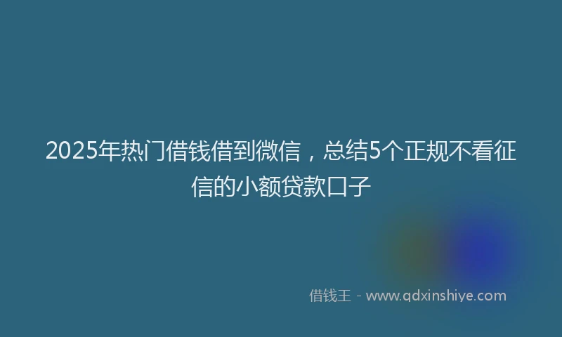 2025年热门借钱借到微信，总结5个正规不看征信的小额贷款口子