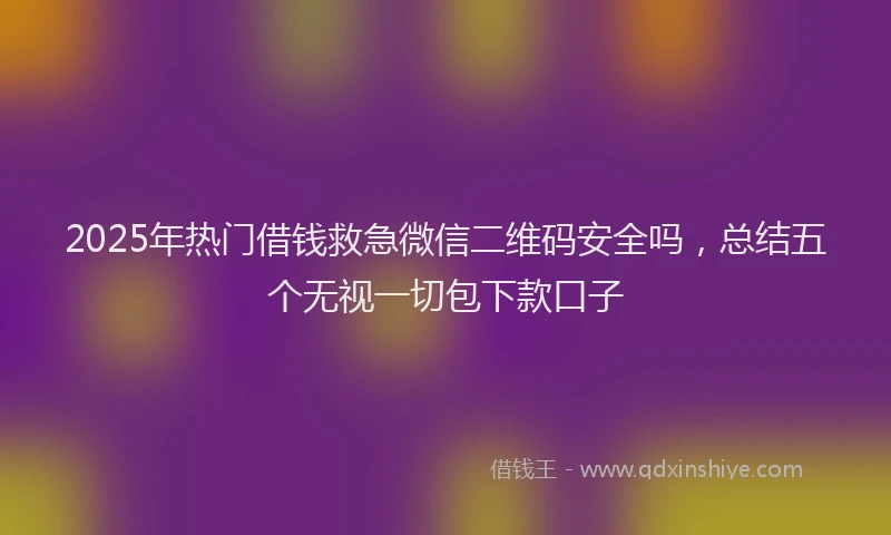 2025年热门借钱救急微信二维码安全吗，总结五个无视一切包下款口子