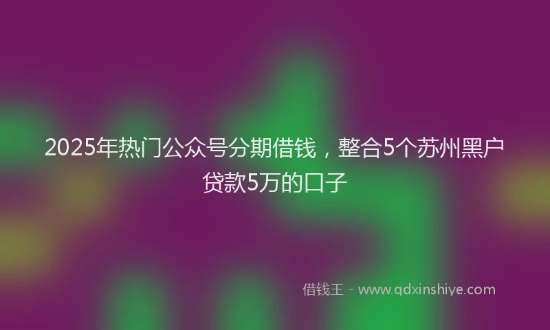 2025年热门公众号分期借钱，整合5个苏州黑户贷款5万的口子