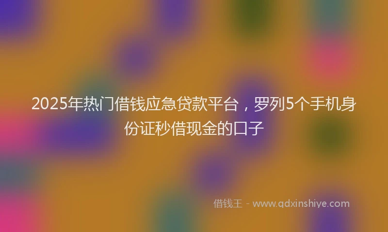 2025年热门借钱应急贷款平台，罗列5个手机身份证秒借现金的口子