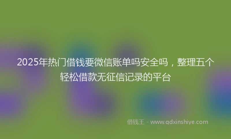 2025年热门借钱要微信账单吗安全吗，整理五个轻松借款无征信记录的平台