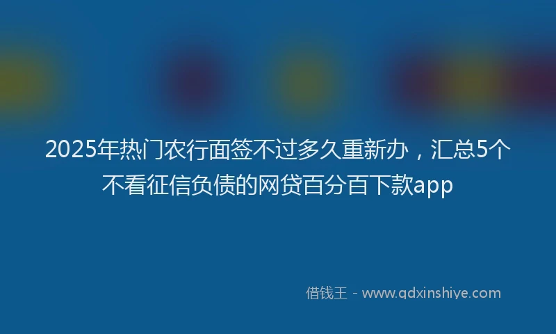 2025年热门农行面签不过多久重新办，汇总5个不看征信负债的网贷百分百下款app