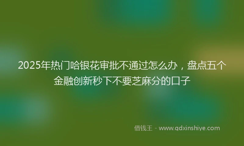2025年热门哈银花审批不通过怎么办，盘点五个金融创新秒下不要芝麻分的口子
