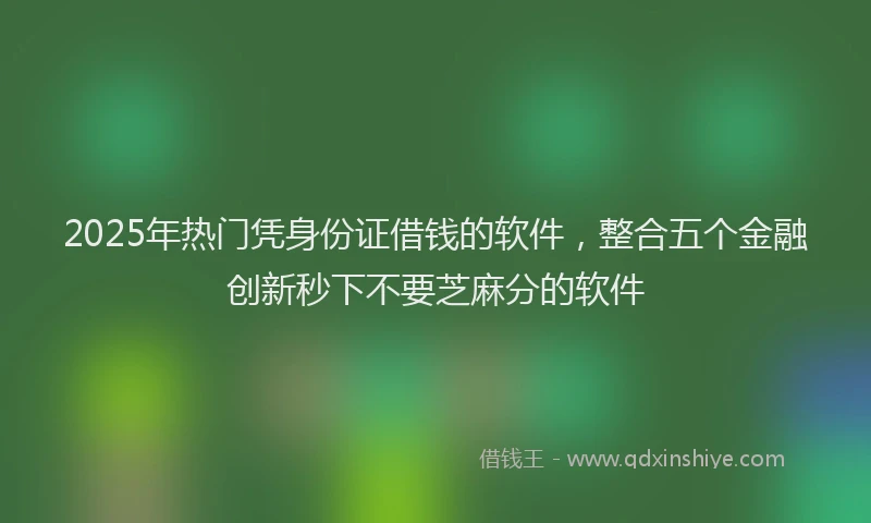 2025年热门凭身份证借钱的软件，整合五个金融创新秒下不要芝麻分的软件